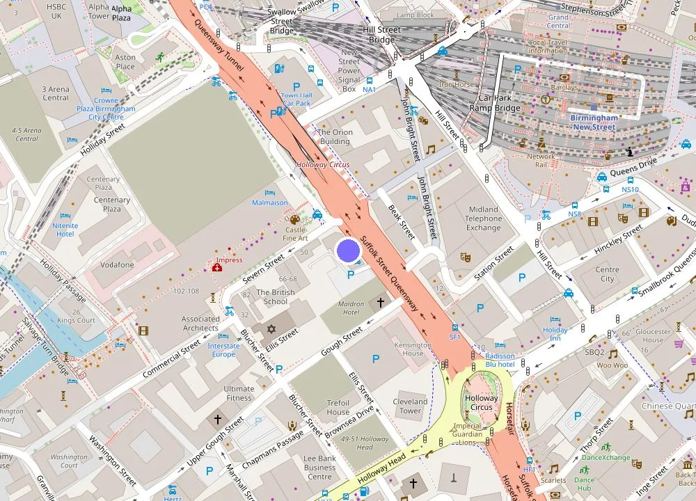 Map: Kula Birmingham - New Street Station